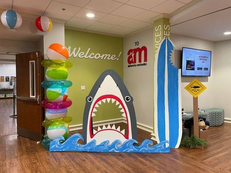 Shark Week Background, Shark Photo Booth, Beach Photo Booth, Cedar Room, Shark Themed Birthday Party, Selfie Wall, Hawaii Party, Wood Backdrop, Cat Birthday Party