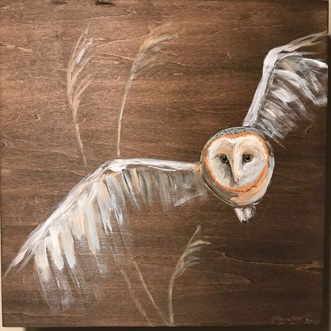 Flying Barn Owl Acrylic Abstract Painting on Wood Owl Painting Abstract, Acrylic Painting Owl, Flying Owl Painting, Painting Owls Acrylic, Owl Painting Easy, Cute Owl Painting, Owl Mural, Owl Canvas Painting, Owl Painting Acrylic