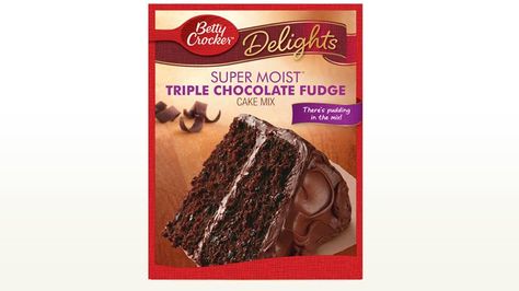 Triple Chocolate Fudge cake mix with pudding in the mix. Halloween Trifle, Triple Chocolate Fudge Cake, Betty Crocker Cake Mix, Chocolate Cake Mix Cookies, Betty Crocker Cake, Triple Chocolate Cake, Devils Food Cake Mix Recipe, Inside Cake, Cake Mix Cookie