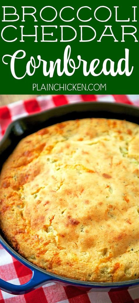 Brocolli Cornbread, Broccoli Cornbread, Bake Potato, Plain Chicken Recipe, The Best Cornbread, Cheddar Corn, Best Cornbread, Cheesy Cornbread, Chopped Broccoli