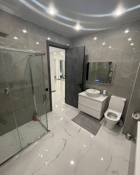 Small Bathroom Remodel Cost, Grey Marble Bathroom, Restroom Remodel, Bathroom Design Layout, Bathroom Inspiration Modern, Washroom Design, Bathroom Redesign, Bathroom Design Decor, Bathroom Idea