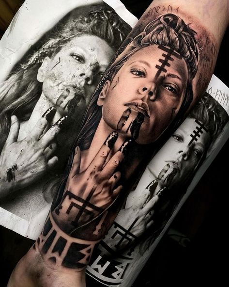 Upper Leg Tattoos, Mandela Tattoo, Japanese Tattoo Artist, Viking Warrior Tattoos, Tiger Tattoo Sleeve, Valkyrie Tattoo, Viking Tattoo Sleeve, Vikings Tattoo, Becoming A Tattoo Artist