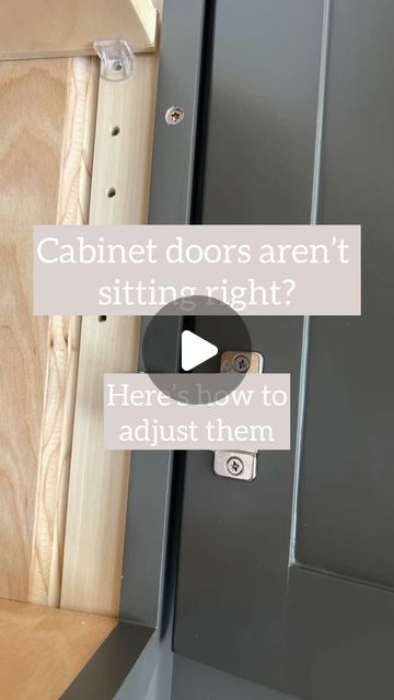 Paige Bower | Budget DIY + Custom Carpentry + Design on Instagram: "Cabinet doors don’t always sit right, but there are ways to easily adjust them!

On the cabinet door hinge, there are adjustment screws that will allow you to move your cabinet door up/down, closer/further apart & in/out from the cabinet. 

Do you have any cabinet doors that need some adjusting?

If you found this helpful, save this and follow for more helpful tips!

#cabinetdooradjustment #diytips #helpfultips" Remove Cabinet Doors, Custom Carpentry, Cabin Living, The Cabinet, Budget Diy, Door Hinges, Diy Home Improvement, Cabinet Door, Household Hacks