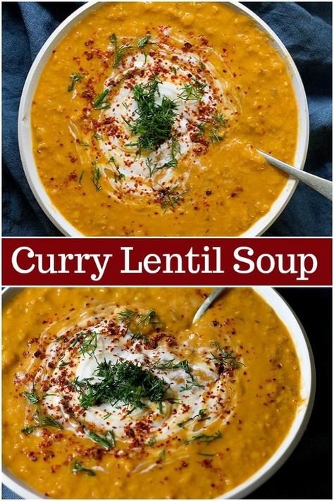 Lentil Soup With Coconut Milk, Curry Lentil Soup, Soup With Coconut Milk, Lentil Recipe, Easy Vegan Soup, Easy Soup Recipe, Curry Easy, Curried Lentil Soup, Pudding Chia