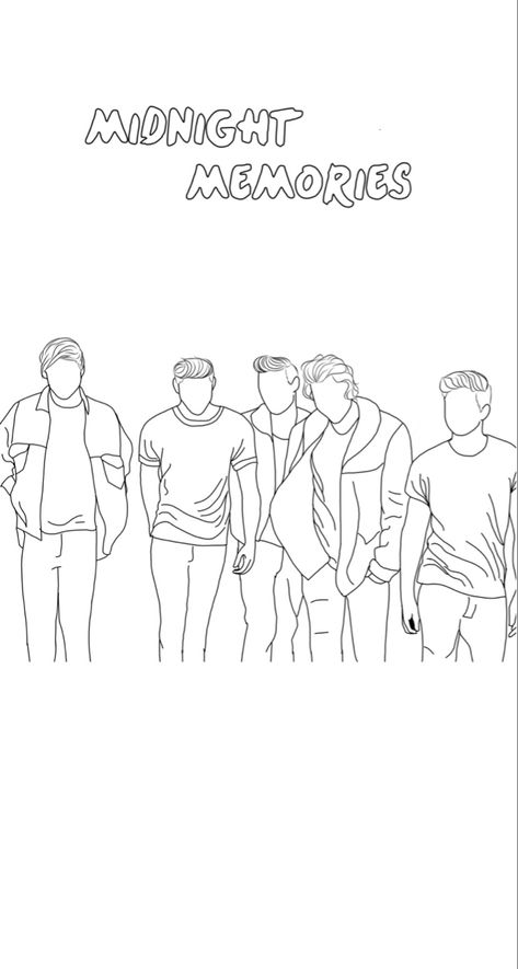 One Direction Outline Drawing, One Direction Line Art, One Direction Outline, One Direction Coloring Pages, 1d Drawings, Twenty One Piolets, One Direction Tattoos, One Direction Collage, Drawings To Trace