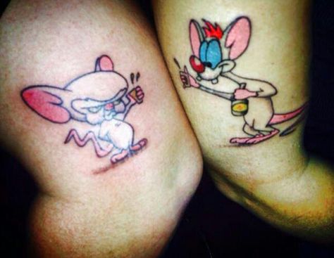 Mickey And Minnie Tattoos, Minnie Tattoo, Matching Bff Tattoos, Best Couple Tattoos, Brain Tattoo, Couple Matching Tattoo, Cute Couple Tattoos, Bone Tattoos, Couples Tattoo Designs