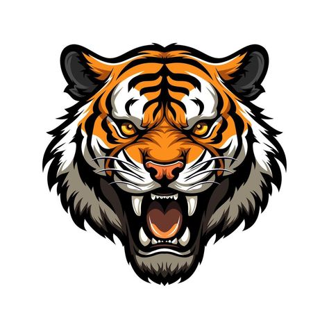 tiger head logo vector Open Mouth Illustration, Open Mouth Drawing, Mouth Illustration, Drawing Mouth, Tiger Drawing, Mouth Drawing, Tree Saw, Heart Tree, Tiger Head