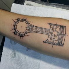 Gear Head Tattoo Ideas, Car Engine Tattoo, Tool Tattoo Mechanic, Mechanic Tattoo For Men, Car Related Tattoos, Moto Tattoo Ideas, Piston Tattoo Design, Engineering Tattoo Ideas, Mechanic Tattoo Ideas