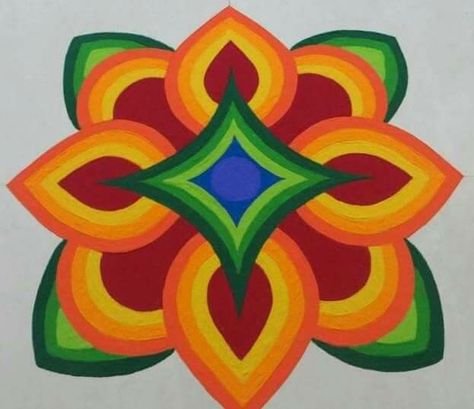 Diwali Kolam, Simple Flower Rangoli, Poster Rangoli, Easy Rangoli Designs Videos, Very Easy Rangoli Designs, Rangoli Designs Photos, Rangoli Designs Simple Diwali, Easy Rangoli Designs Diwali, Rangoli Side Designs