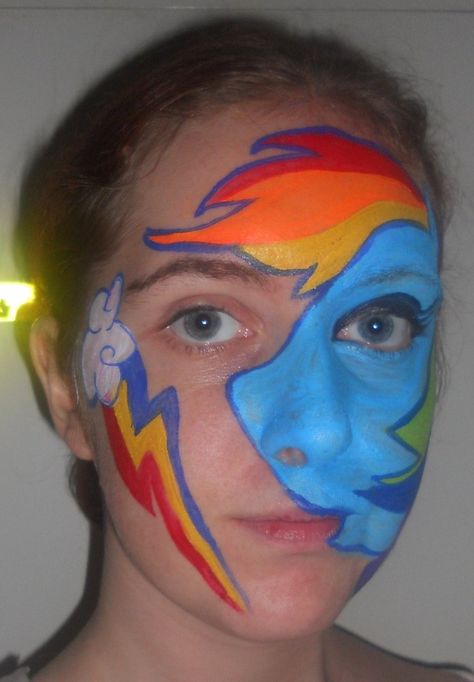 Rainbow Dash Face Paint by ~Katies-Cosplay on deviantART Face Paintings, Barbie Party, Girl Stuff, Rainbow Dash, Face Painting, Glow In The Dark, My Little Pony, Face Paint, Carnival Face Paint