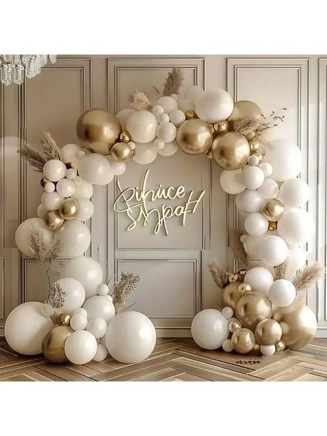 146pcs Boho Style Sand White Gold Latex Balloons Garland Arch Kit For Birthday Wedding Bridal Party Outdoor Background Home Bar Decor Supplies Multicolor    Latex     Event & Party Supplies, size features are:Bust: ,Length: ,Sleeve Length: Gold Balloons Decorations, Outdoor Background, Background Home, Garland Arch, Party Outdoor, Home Bar Decor, Wedding Bridal Party, White Balloons, Arch Kit