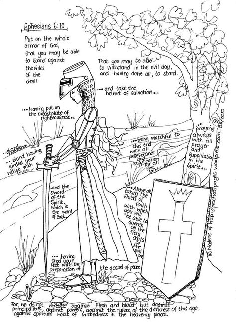 Full Armor of God - only this one is a GIRL version! So printing this for the girls in this house. :) Full Armor Of God, Ephesians 6 10, Gods Girl, Bible Coloring, Scripture Study, Bible Crafts, Armor Of God, Childrens Church, Kids Church