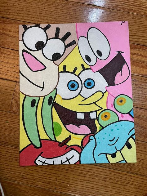 Handmade Cartoon Acrylic Painting || 8x10in Cartoon People Paintings, Pasco Markers Art, Safari Canvas Painting, Simple Cartoon Paintings On Canvas, Acrylic Painting Cartoon Characters, Cool Cartoon Paintings Easy, Cool Cartoon Paintings, Easy Disney Paintings, Painting Ideas On Canvas Cartoon Characters