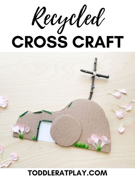 This Recycled Cross Craft is a wonderful, recycled and nature-inspired Easter craft idea. This craft is super simple, but has a beautiful message that HE IS RISEN! For this craft, you'll need cardboard, a few nature finds and a few other simple materials. This Recycled Cross Craft makes a perfect addition to any Easter homeschool study or as a classroom and Sunday school craft. Kids of all ages can make these! #eastercrafts #recycledcrafts #cardboardcrafts He Is Risen Craft, Easter Homeschool, Craft Easter, Homeschool Crafts, Craft Kids, Cross Crafts, School Craft, Church Crafts, Easter Craft