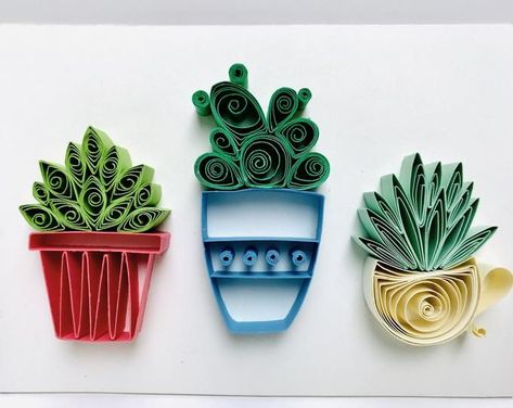 Paper Quilling home decor gifts cards and more by EdgeCraftATX Quilling Succulent Tutorial, Paper Quilled Cactus, Quilling Succulent Plants, Paper Quilling Cactus, Cactus Quilling, Quilled Cactus, Chill Activities, Modern Quilling, Diy Quilling Crafts