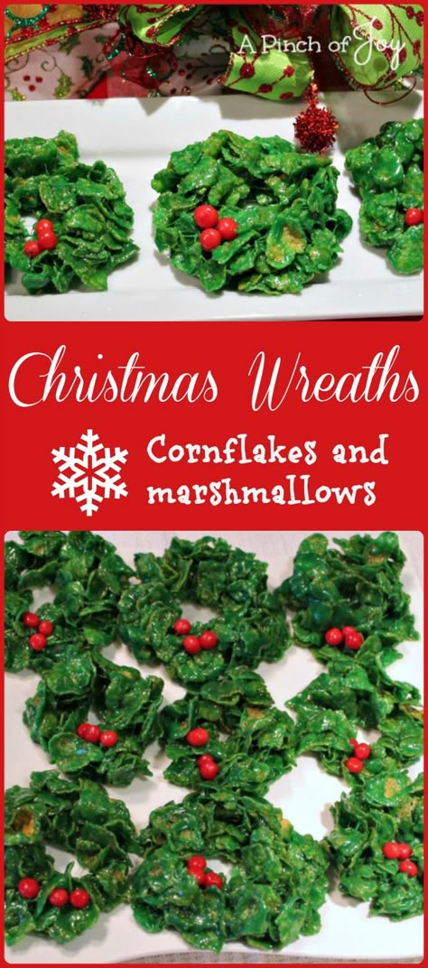 Christmas Wreath Candy – Cornflakes and Marshmallows Cornflake Candy, Marshmellow Treats, Cornflake Wreaths, Christmas Wreath Cookies, Christmas Wreath Candy, Wreath Cookies, Wreath Candy, Marshmallow Treats, Cocoa Cookies