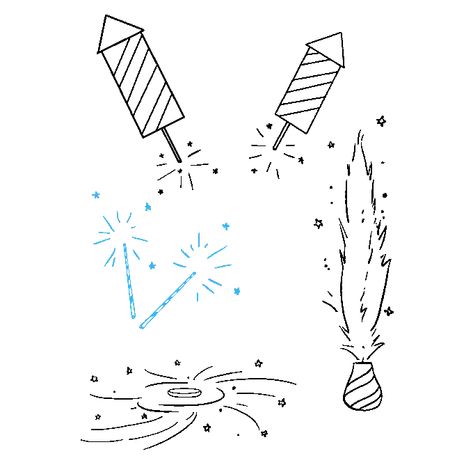 How to Draw Fireworks - Really Easy Drawing Tutorial How To Draw A Firework, Easy Firework Drawing, Fireworks Drawing, 52 Lists Project, 52 Lists, How To Draw Fireworks, Fireworks Clipart, Diwali Drawing, Chalkboard Doodles