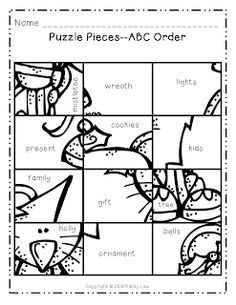 ABC Order Picture Puzzle (free; from First Grade a la Carte's December Math & Literacy Picture Puzzles) December Math, Christmas Math Worksheets, Reading Center, Teaching Holidays, Picture Puzzle, Kindergarten Skills, Christmas Worksheets, Christmas Puzzle, Learning Worksheets