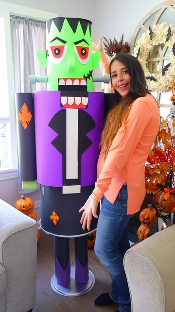 Bethany (Bargain Bethany) on Instagram: "Dollar Tree 6FT Frankenstein Nutcracker! More Dollar Tree Halloween DIYS, can be found on my channel BargainBethany. Shoutout to @thechiconthecheap and @jessicalynnathome for the Christmas Nutcracker inspiration I needed to make a Halloween one. @dollartree #dollartree #dollartreediy #dollartreehalloweendiys #halloweendiys #codeorange" Diy Grinch Nutcracker, Dollar Tree Nutcracker, Diy Dollar Tree Nutcracker, Halloween Nutcrackers Diy, Halloween Nutcrackers, Bargain Bethany, Dollar Tree Nutcracker Diy, Spooky Nutcracker, Frankenstein Nutcracker