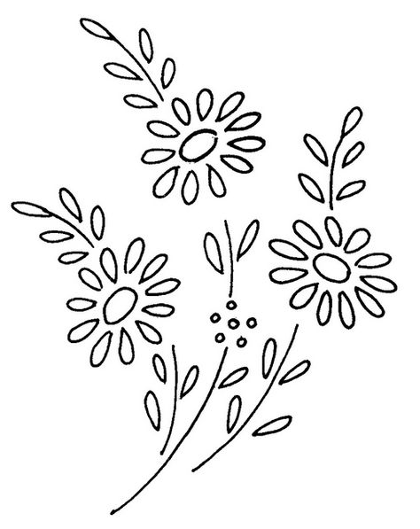 flowers Embroidery Flowers Pattern Templates, Flowers Embroidery, Embroidery Transfers, Hand Embroidery Flowers, Embroidery Patterns Vintage, Pola Sulam, Embroidery Flowers Pattern, Embroidery Patterns Free, Simple Embroidery