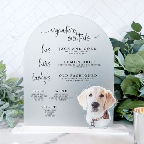 Bar Menu Signs Pet Bar Menu Wedding, Wedding Bar Menu Sign Diy, Wedding Bar Sign With Dog, Limited Bar Wedding Sign, Wedding Bar Menu Sign Beer And Wine, Menu Signs, Acrylic Bar, Bar Menu Sign, Wedding Napkins Personalized