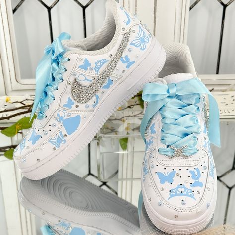 Fifteenth Birthday Cinderella Shoes, Quinceañera Shoes, Personalized Custom Shoes, Sweet 16 Shoes, Mis XV Años - Etsy Cinderella Quinceanera Shoes, Cinderella Sweet 16 Dress, Custom Quince Shoes, Quinceanera Shoes Heels, Quince Cinderella, Winter Wonderland Quinceanera Theme, Quinceañera Shoes, Quince Blue, Sweet 16 Shoes