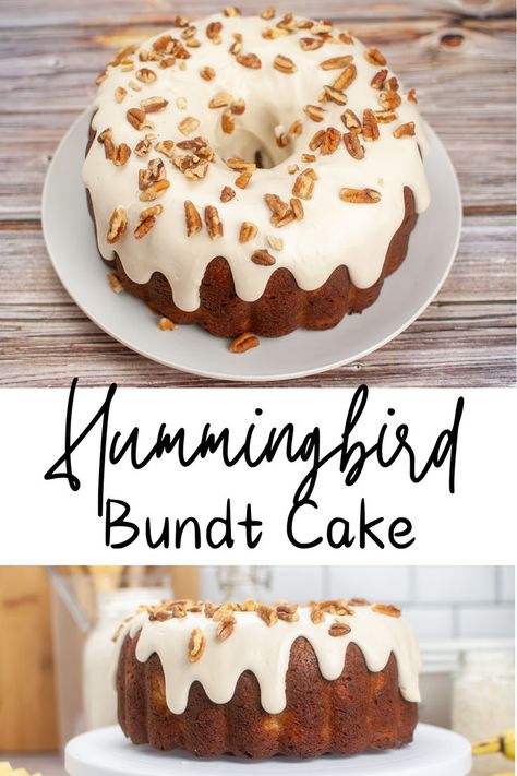 This Hummingbird Bundt Cake Is So Moist and Delicious, You'll Want to Eat the Whole Thing in One Sitting! With its moist texture, sweet bananas, and tangy pineapple, this cake is the perfect dessert for any occasion. Hummingbird Bundt Cake, Spring Recipes Dessert, Bundt Cake Recipe, Diy Easy Recipes, Hummingbird Cake, Quick Easy Desserts, Slice Of Heaven, Homemade Cake Recipes, Bundt Cakes Recipes