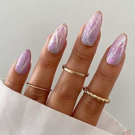 HONA (@homeofnailart) • Instagram photos and videos Purple And Cream Nails, Celebration Nails, Watercolour Nails, Purple Marble Nails, Watercolor Nails, Lavender Watercolor, Water Color Nails, Cream Nails, Purple Marble