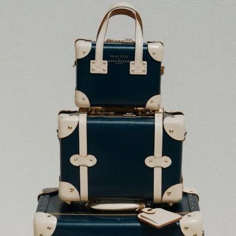 SteamLine Luggage | Travel Beautifully on Instagram: "Spring out in style with SteamLine Luggage to transform your great escape 
Photo by @marinaingvarsson 
#travelbeautifully" Classic Luggage With Leather Trim, Luxury Leather Luggage With Leather Trim, Classic Black Luggage With Leather Trim, Streamline Luggage, 1940s Luggage Suitcases, Travel Luggage, Nautical, Blue And White, Blue