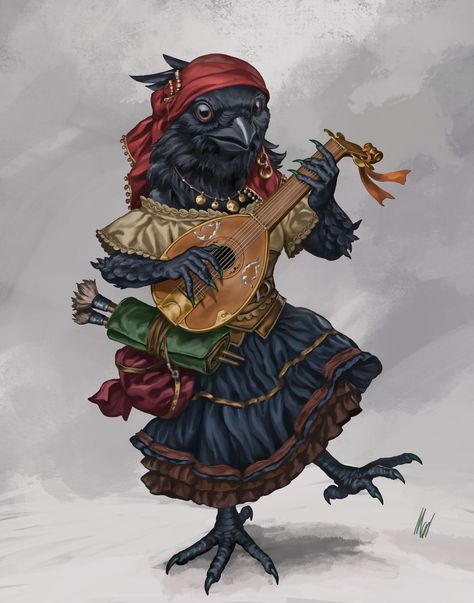 ArtStation - Bard character concept Kenku Bard Dnd, Kenku Character Art, Kenku Bard, Dnd Kenku, Bard Character, Dnd Bard, Npc Art, Dnd Character Art, Dnd Npc