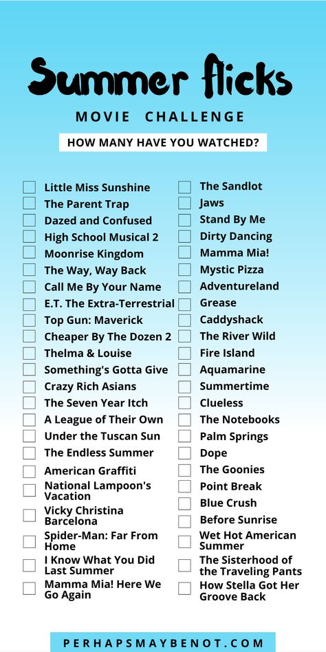 Summer Movies To Watch, Best Summer Movies, Summer Movies List, Best Films To Watch, Netflix Suggestions, Netflix Movie List, Movie Challenge, Summer Movies, Films To Watch