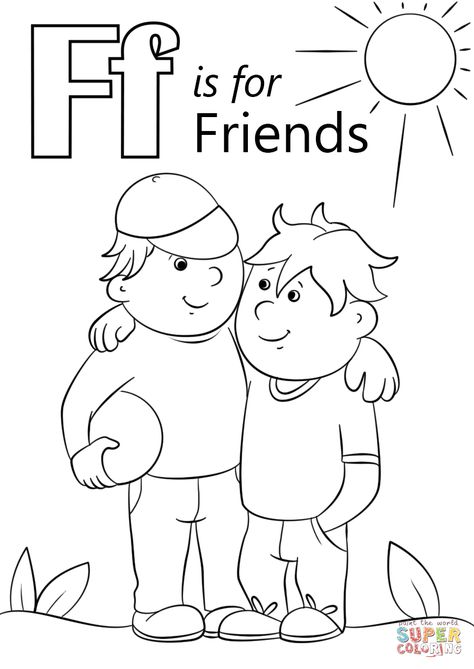 Friendship Worksheets For Preschool, F Is For Friends Preschool, Letter F Worksheets For Toddlers, Friends Crafts For Toddlers, Letter F Coloring Page, Friend Crafts Preschool, F Crafts Preschool, Letter F Crafts For Toddlers, Friendship Crafts For Toddlers