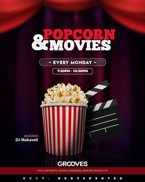 Cinema Experience, Social Post, Flyer Design, Popcorn, Dj, Layout, Quick Saves, Design