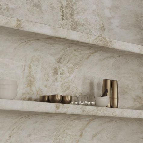 PAUL BADRAN on Instagram: "A testament to timeless artistry. The stone shelves, sculpted from genuine Brazilian Taj Mahal stone block. Shaped by Swedish design finesse, its intricate design is both a nod to tradition and a leap into modern functionality with seamlessly embedded stone power plugs. An avant-garde masterpiece by Kitchens by Paul. #kitchensbypaul" Kitchens By Paul, Stone Shelf Kitchen, Stone Shelves, Stone Kitchen Island, Adam Hunter, Cabinet Classic, Kitchen Stone, Stone Backsplash Kitchen, Taj Mahal Quartzite