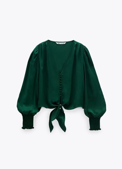 Green Satin Shirt, Slytherin Clothes, Slytherin Fashion, Full Sleeve Blouse, Zara Blouse, Oversized Blouse, Black Lace Tops, Satin Shirt, Women Long Sleeve Tops