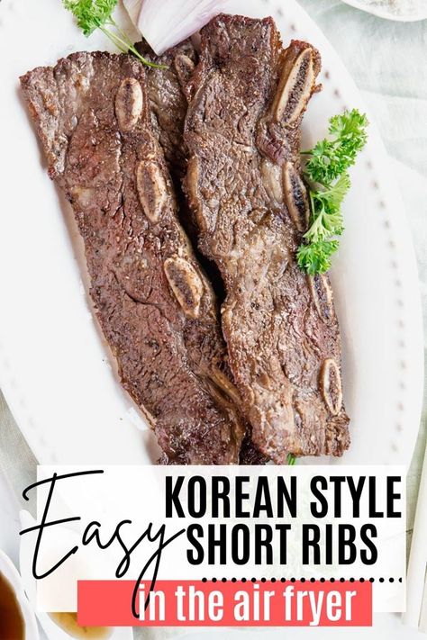 Air Fryer Short Ribs- Ketofocus Airfryer Short Ribs, Air Fry Short Ribs, Beef Short Ribs In Air Fryer, Flanken Short Ribs Recipe Air Fryer, Flank Ribs Recipes, Flanken Short Ribs Recipe, Flanken Ribs, Kalbi Ribs, Pork Short Ribs