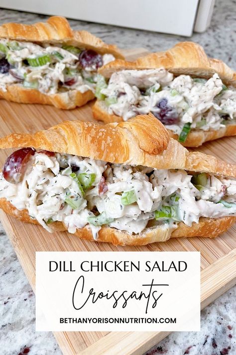 Chicken Salad With Almonds, Chicken Salad Croissants, Dill Chicken Salad, Salad With Dried Cranberries, Dill Mayo, Salad With Almonds, Chicken Salad Croissant, Classic Chicken Salad, Dill Chicken