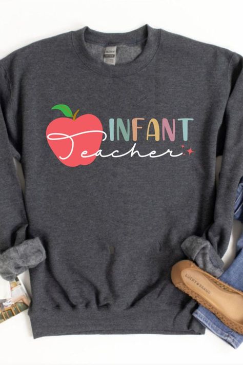 infant teacher appreciation gifts, infant teacher sweatshirt, infant teacher outfits, infant teacher gift christmas Shirts For Daycare Providers, Infant Daycare Teacher Outfits, Daycare Teacher Outfits Summer, Infant Teacher Shirts, Daycare Teacher Outfits, Daycare Shirts, Infant Teacher, Infant Daycare, Teacher Fits