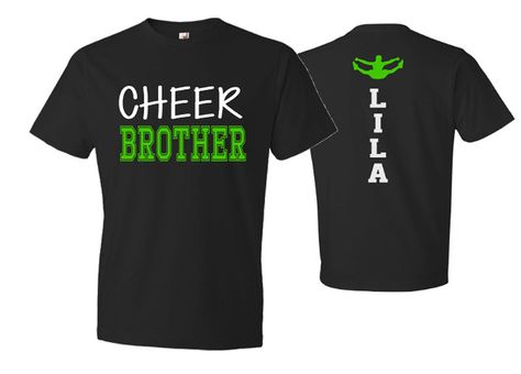 Cheer Brother Shirt| Cheer Shirt | Cheer Sibling Shirt | Short Sleeve T-shirt | Customize colors by GavinsAllyeDesigns on Etsy Brother Shirt Ideas, Glitter Football Shirts, Cheer Spirit Wear, Cheer Spirit, Cheer Shirt, Vinyl Creations, Baseball Tee Shirts, Pom Pom Girl, Football Mom Shirts