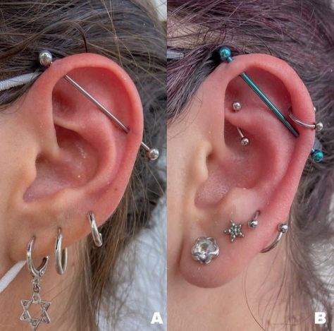 Ideas para piercings en la oreja.🖤 Ideas Para Piercings En La Oreja, Ear Cuff, Piercings, Jewelry Accessories, Tattoos, Beauty