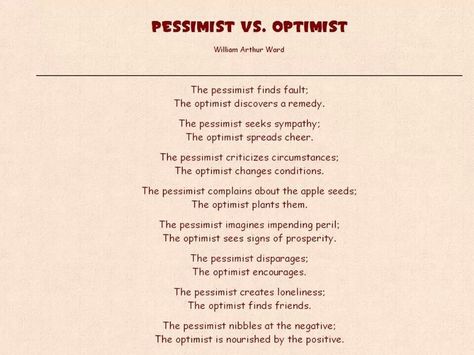 Pessimist vs optimist Optimistic Vs Pessimistic, Pessimist Vs Optimist, Favorite Quotes, Words Of Wisdom, Quotes