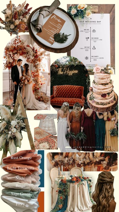 Boho Themed Wedding, Wedding Lounge, August Wedding, Wedding Groomsmen, Wedding Inspiration Fall, Weird Dreams, Wedding Mood Board, Rust Orange, Wedding Mood