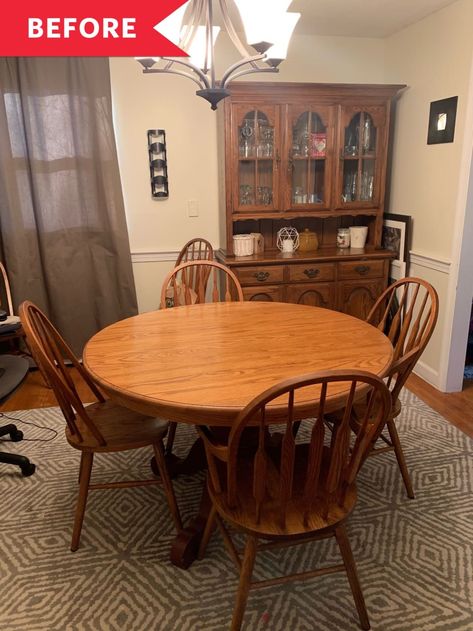 Post Image Oak Dining Room Set, Dining Room Aesthetic, Painted Dining Room Table, Black Dining Room Furniture, Oak Dining Room Table, Dining Table Makeover, Oak Dining Room, Kitchen Table Makeover, Dining Room Hutch