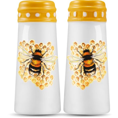 PRICES MAY VARY. 🐝【EMBRACE THE BUZZING BEAUTY OF HONEY BEES】Our Honey Bee salt pepper shakers features a beautiful honeycomb pattern with intricate honey bees buzzing around. The vibrant colors and intricate design instantly add a touch of whimsy and cheer to your dining table and kitchen countertop. Bring a touch of sweetness and charm to your dining room with our Honey Bee shakers today! 🐝【TELL THE DIFFERENCE FROM ANY ANGLE】Three significant signs allow you to easily identify salt and pepper Bumble Bee Kitchen, Bee Hive Decor, Hive Decor, Shaker Home Decor, Bee Kitchen Decor, Bee Decorations, Bumble Bee Decorations, Bee Kitchen, Bee Stuff