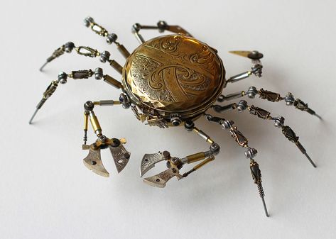 Antique Watches, Cameras, and Medical Equipment Morph Into Meticulous Steampunk Spiders | Colossal Steampunk Animals, Mechanical Animals, Colossal Art, Arte Robot, Visual Culture, Antique Watches, Steampunk Art, Grand Art, Medical Equipment