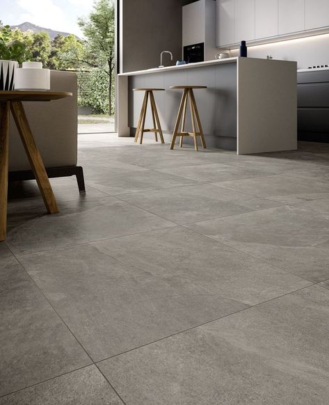 peak river Grey Tiles Living Room, Gray Porcelain Tile Floor, Grey Kitchen Tiles, Porcelain Superstore, Rustic Hallway, Grey Kitchen Floor, Tiles Living Room, Gray Porcelain Tile, Grey Floor Tiles