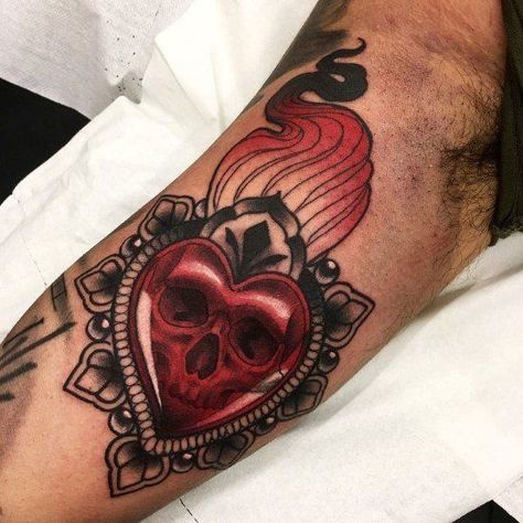 Neo Traditional Heart Tattoo Design, Neotraditional Heart Tattoo, Neo Traditional Heart, Heart Tattoo Sleeve, Dark Heart Tattoo, Sacred Heart Tattoo, Tatuaje Cover Up, Traditional Heart Tattoos, Tattoos Heart