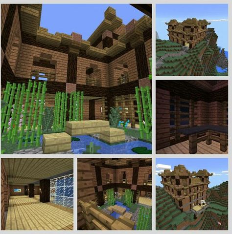 Minecraft pagoda-style house. Features include courtyard and pond, half basement and patio, and two tower studies. | Clenrock.com ✿ ☻ ☻ Minecraft Pagoda, Minecraft Diy, Courtyard Ideas, Cool Minecraft Creations, Minecraft Inspo, Minecraft House, Ideas Minecraft, How To Play Minecraft, House Features