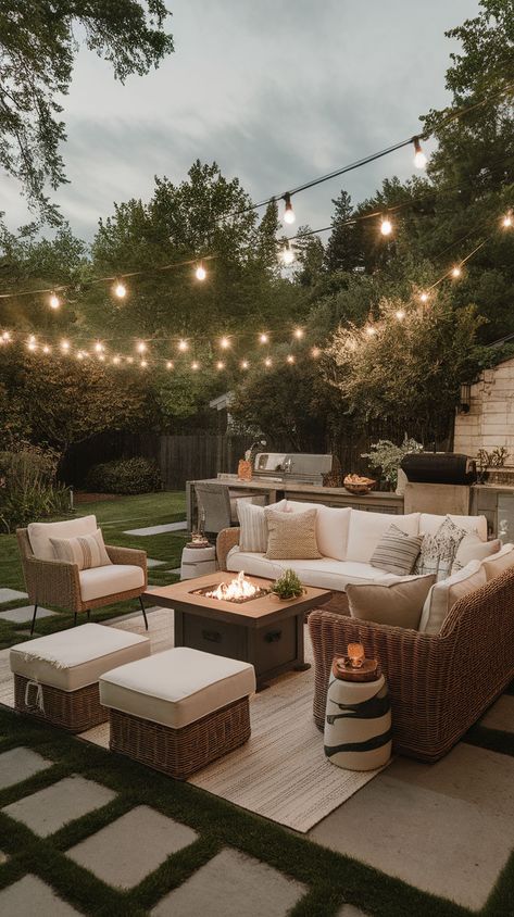 Transform your backyard into a cozy outdoor living room with these 12 inspiring ideas! From comfortable seating to fire pits and string lights, these setups create a welcoming space perfect for lounging and entertaining. Backyard Furniture Ideas Seating Areas, Backyard Fire Pit Ideas Lounge Areas, Outdoor Lounge Ideas, Cozy Outdoor Spaces, Outdoor Living Room Ideas, Lounge Space, Outdoor Living Rooms, Backyard Renovations, Georgia Homes