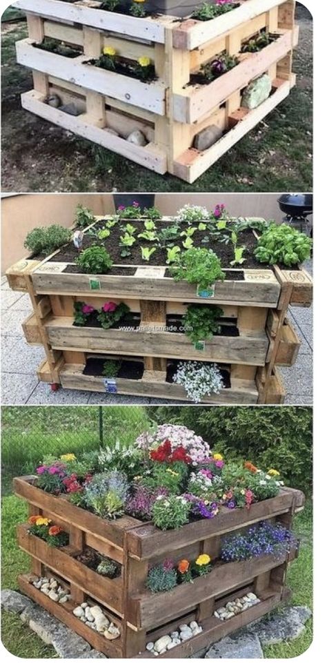 Garden Planter Design, Wood Pallet Garden, Pallet Planters, Wood Pallet Planters, Pallet Projects Garden, Garden Pallet, Pallet Planter, Planter Design, Diy Garden Furniture